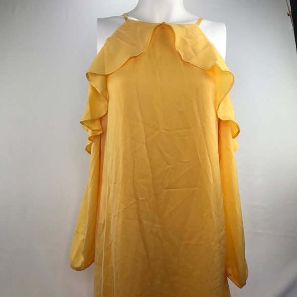 cold shoulder yellow dress